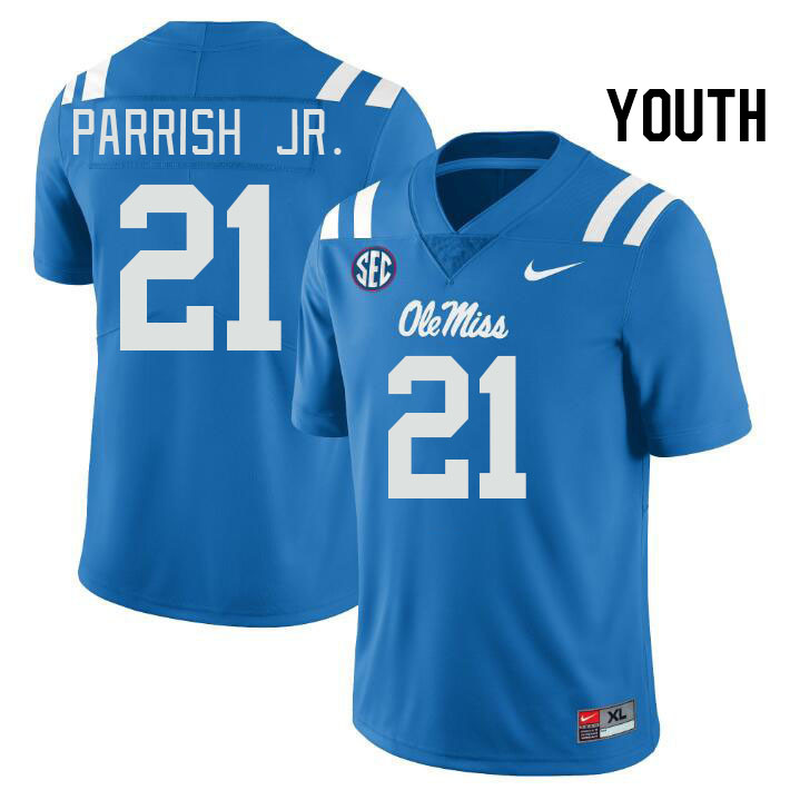 Youth #21 Henry Parrish Jr. Ole Miss Rebels College Football Jerseys Stitched-Power Blue